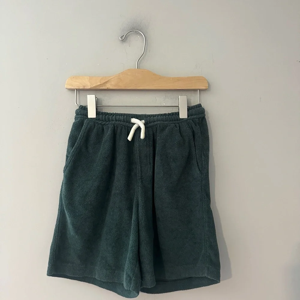 $13 ADD‎ ON zara! boys' dark green terry shorts 8Y